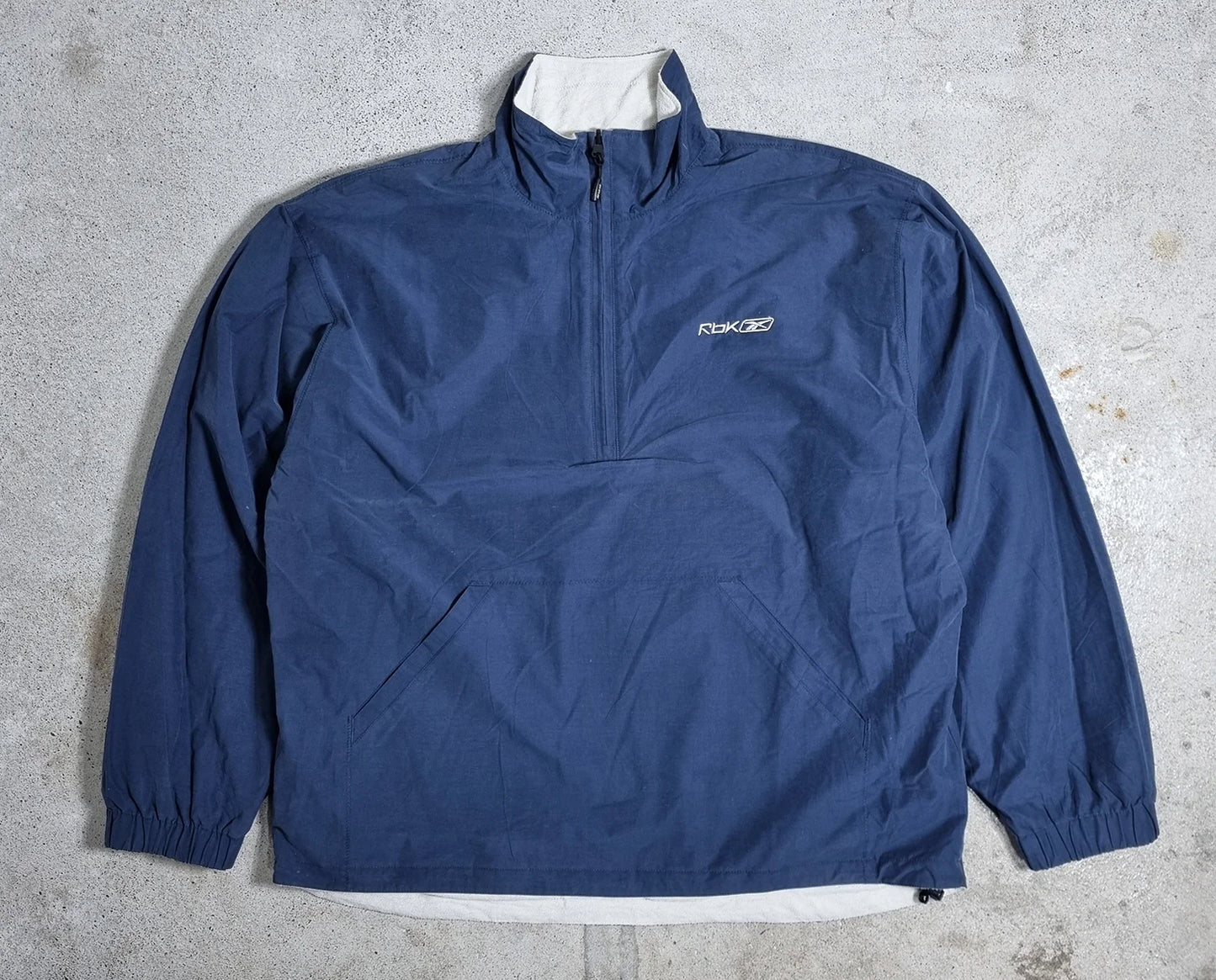 Reebok RBK Reversible Fleece Windbreaker Jacket – White/Navy 2000s Vintage