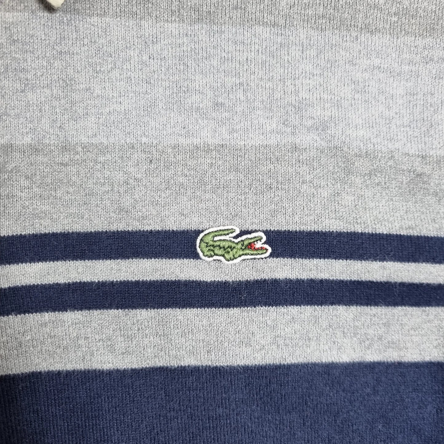 Lacoste Vintage Striped Rugby Shirt Grey / Navy / Beige (L)