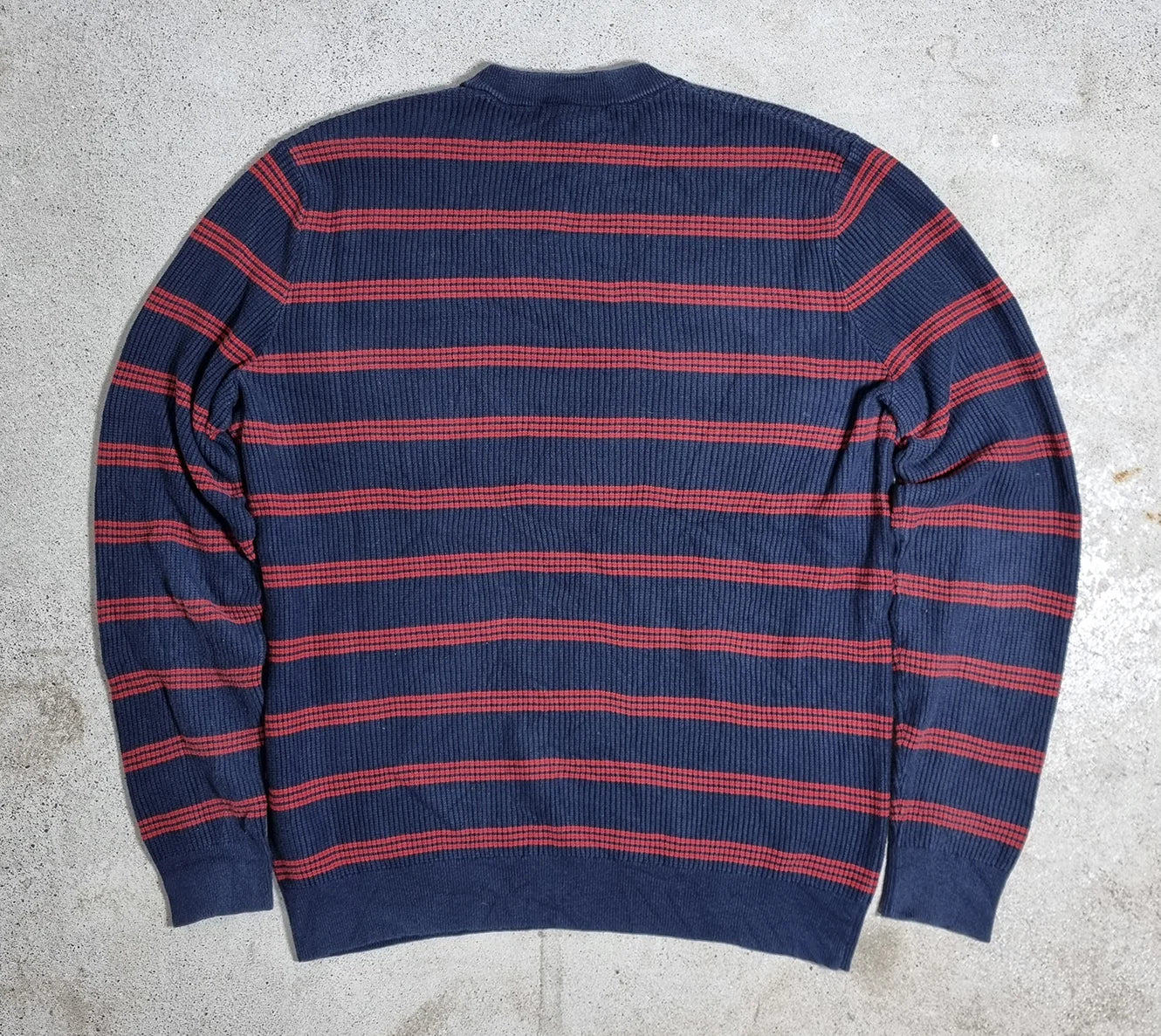 Lacoste Vintage Striped Knit Sweater Navy / Red (L)