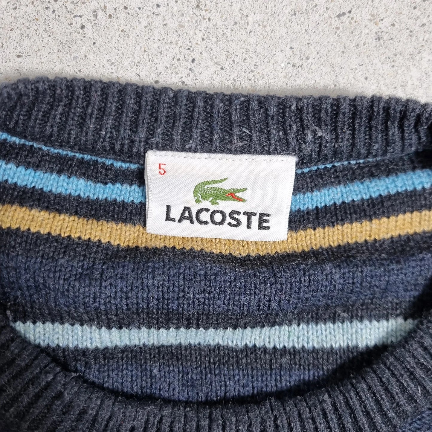 Lacoste Wool Blend Striped Sweater Navy / Multicolor (L)