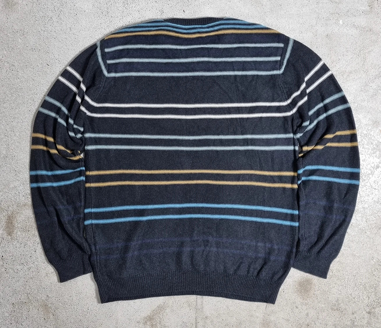 Lacoste Wool Blend Striped Sweater Navy / Multicolor (L)
