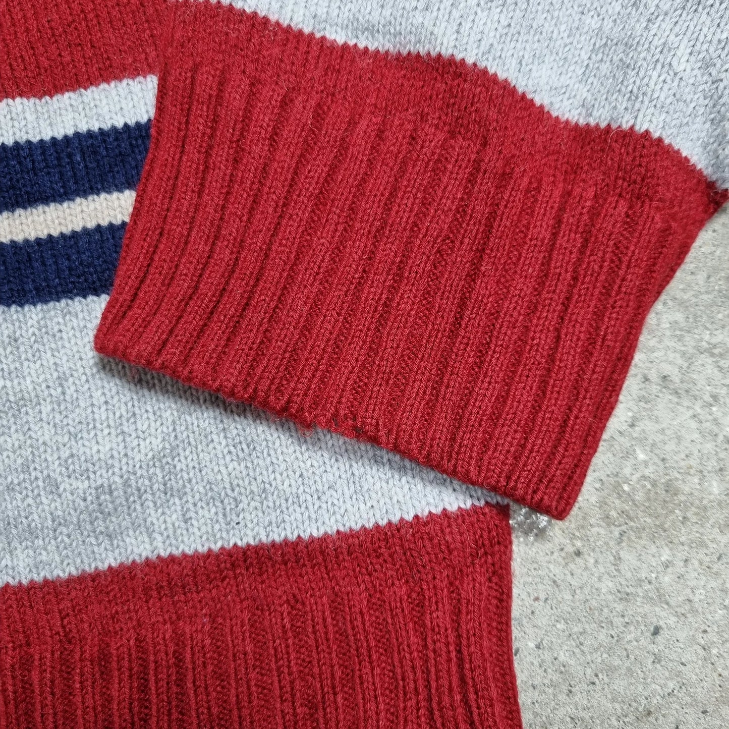 Lacoste Half Zip Striped Sweater Red / Navy / Grey (XXL)