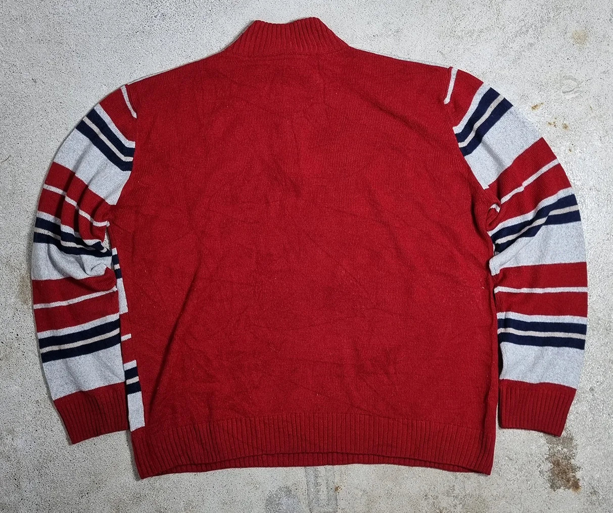 Lacoste Half Zip Striped Sweater Red / Navy / Grey (XXL)