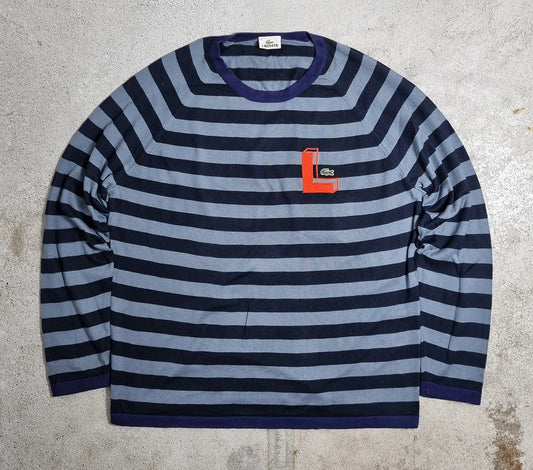 Lacoste “L” Striped Sweater Navy / Grey (XL)