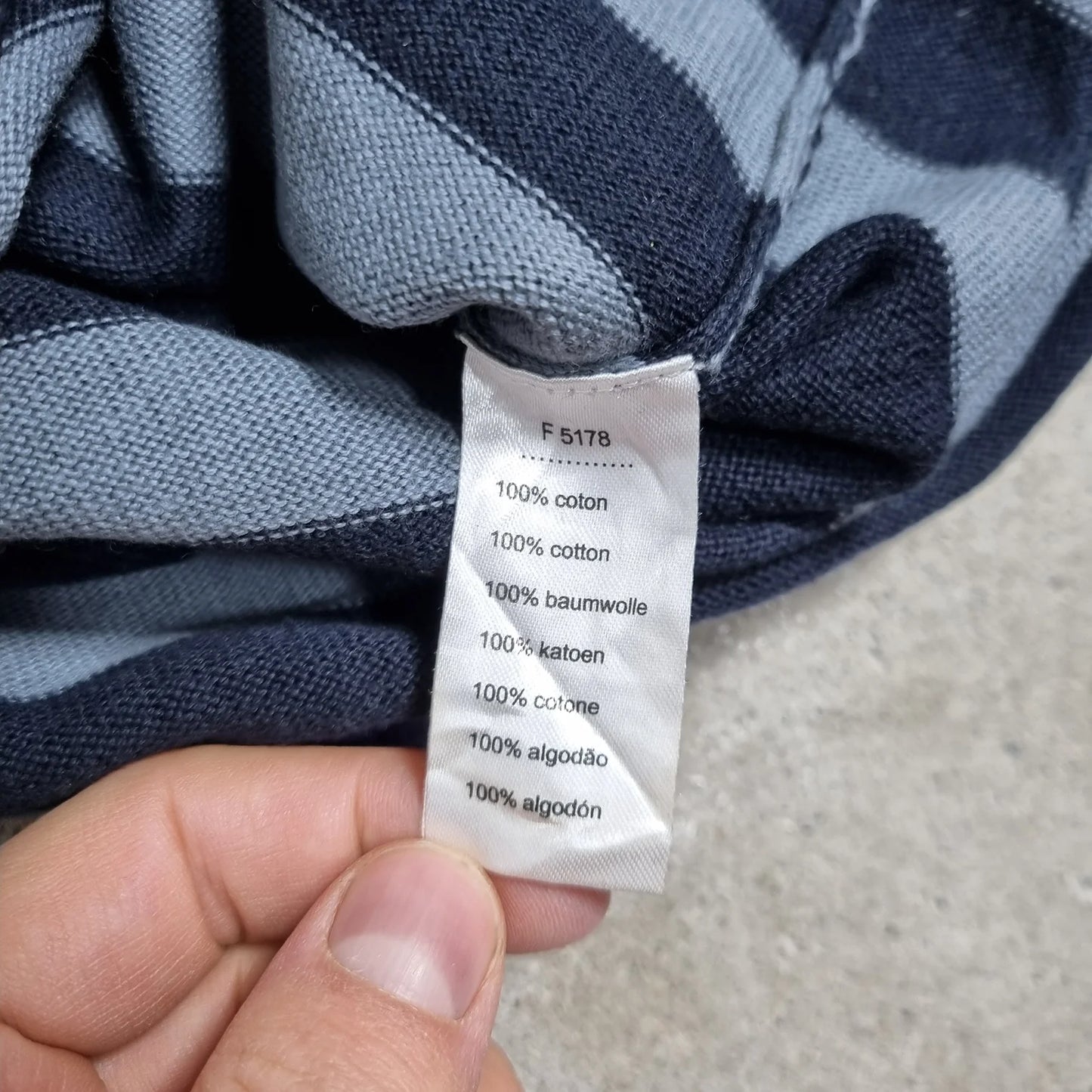 Lacoste “L” Striped Sweater Navy / Grey (XL)