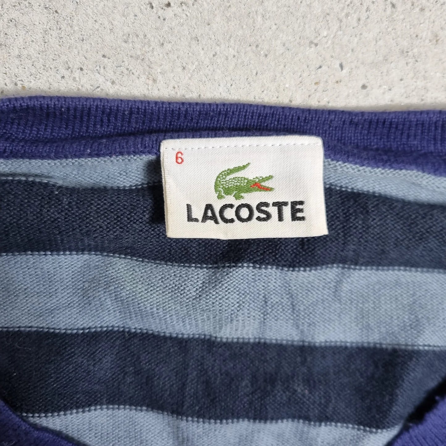 Lacoste “L” Striped Sweater Navy / Grey (XL)