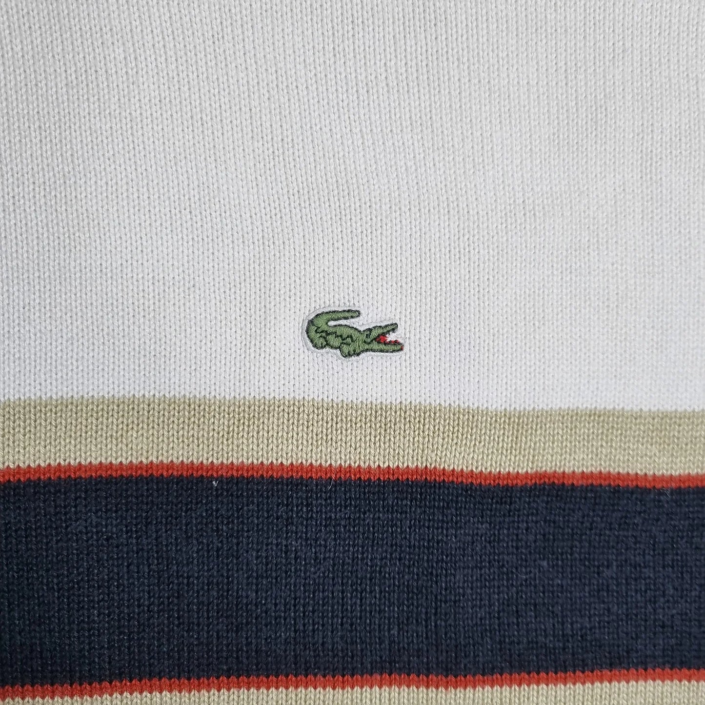 Lacoste Vintage Cotton Sweater White / Navy / Red Stripe (XXL)