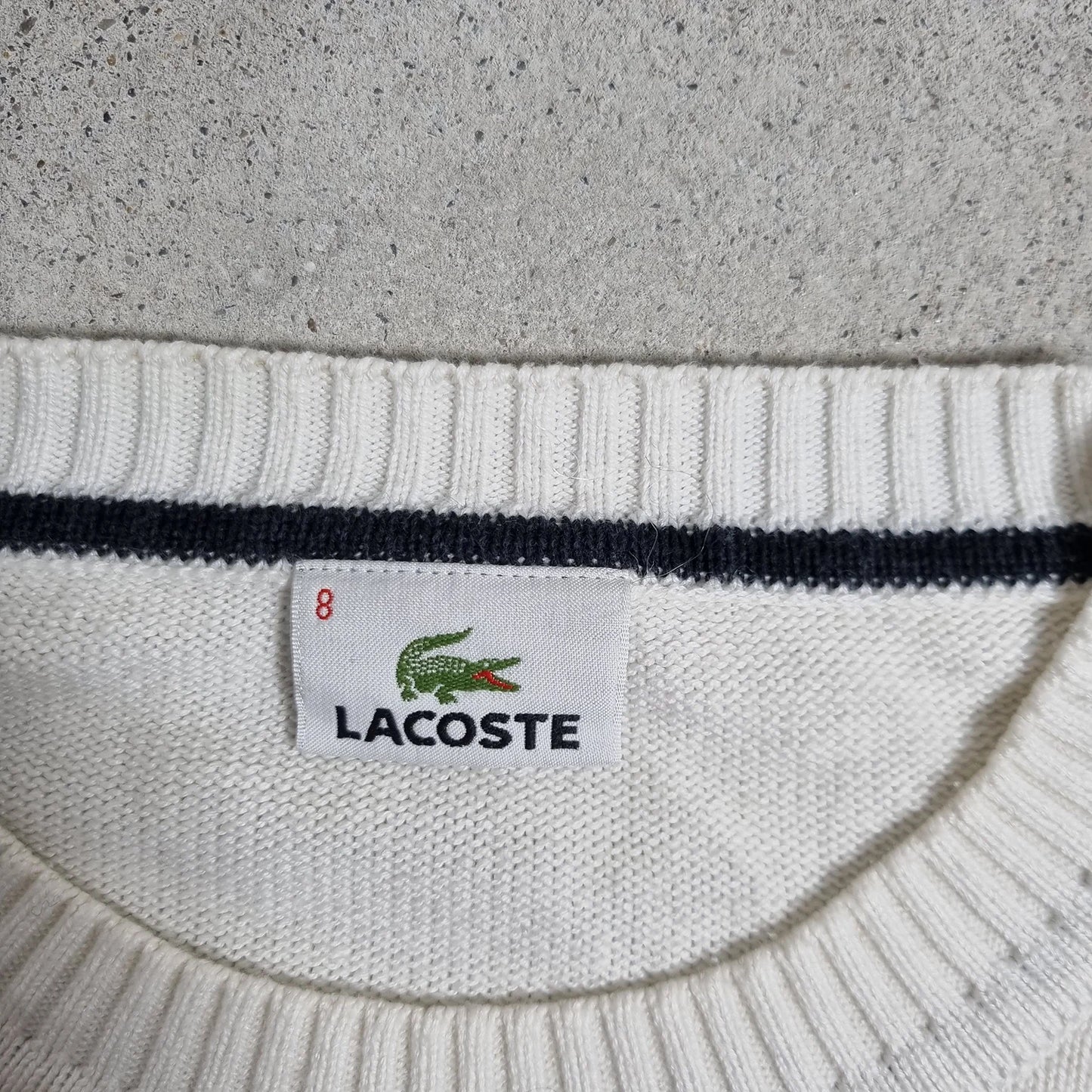 Lacoste Vintage Cotton Sweater White / Navy / Red Stripe (XXL)