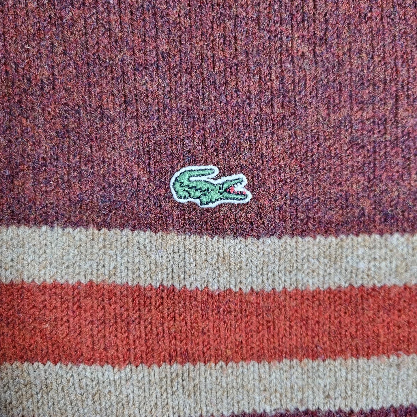 Lacoste Vintage Half-Zip Sweater Brown / Beige Stripe (XL)