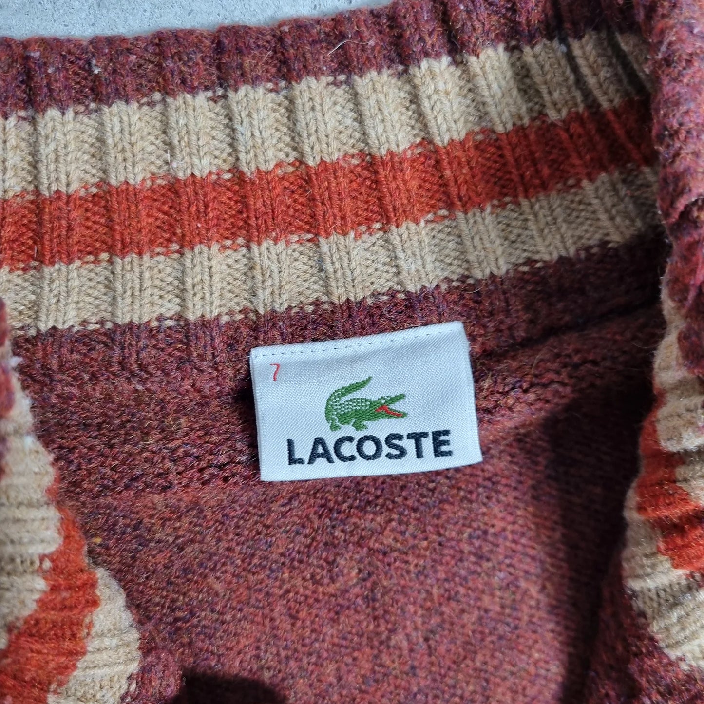 Lacoste Vintage Half-Zip Sweater Brown / Beige Stripe (XL)