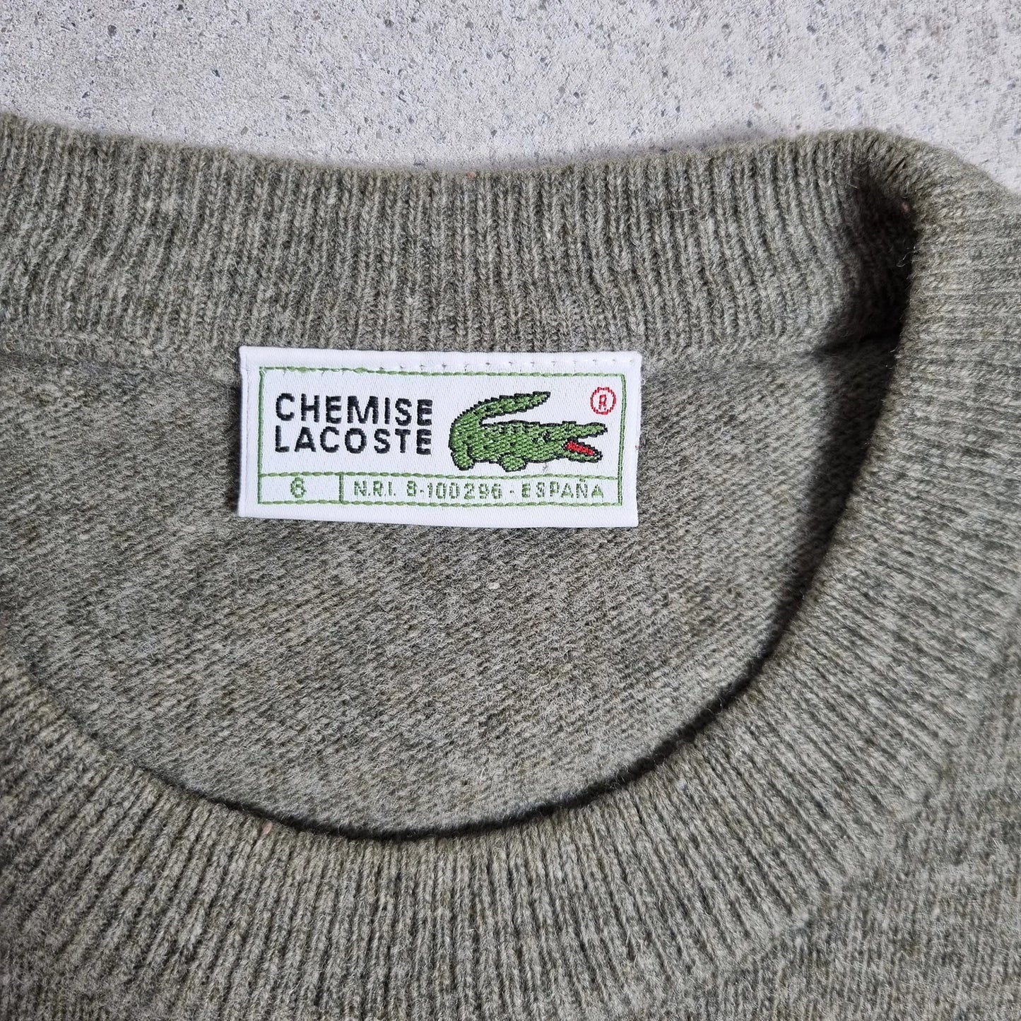 Lacoste Chemise Lambswool Sweater Grey-Green (L) – Made in Spain