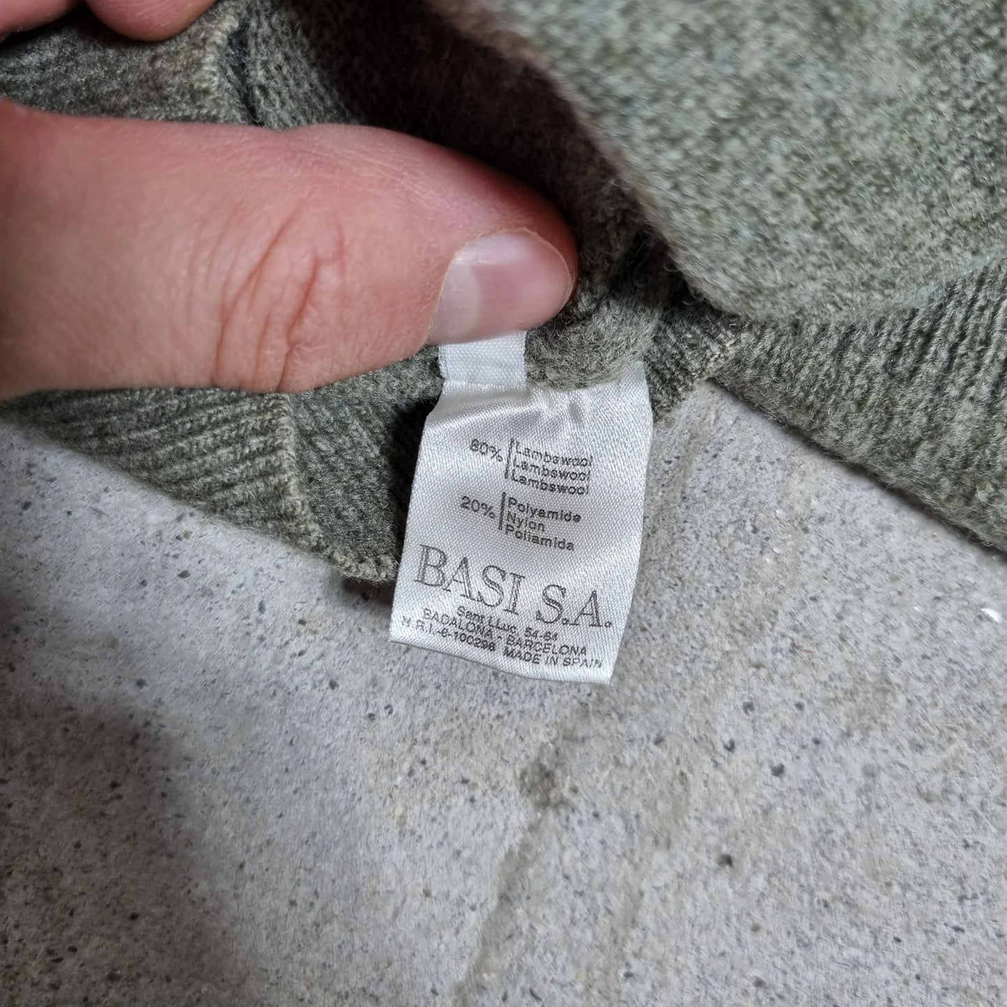 Lacoste Chemise Lambswool Sweater Grey-Green (L) – Made in Spain