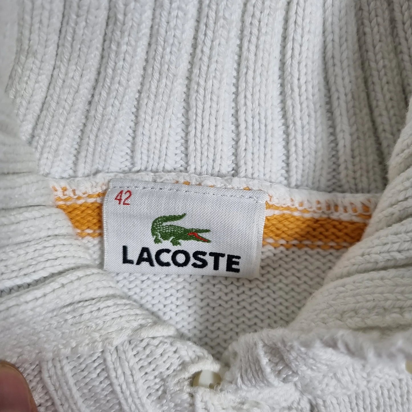 Lacoste Women’s Striped Knit Polo Sweater (FR 42)
