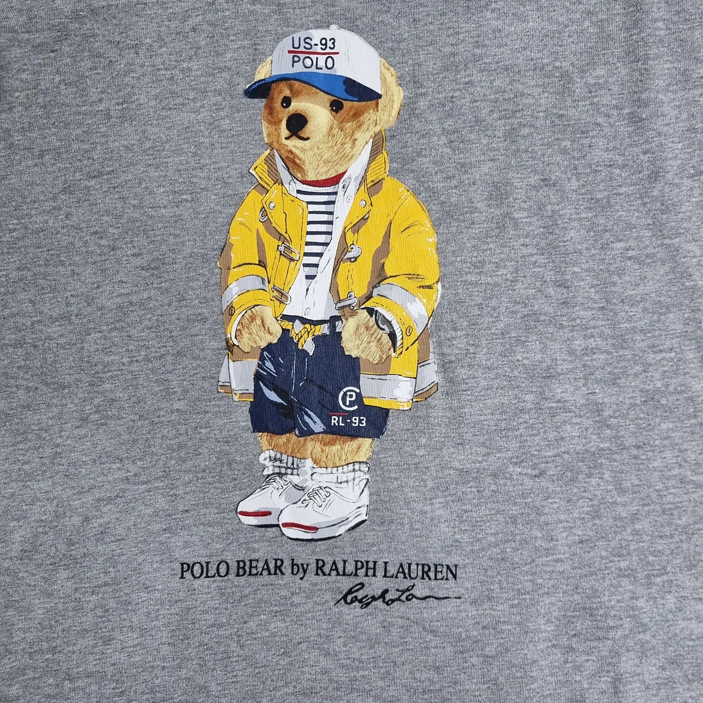 Ralph Lauren Polo Bear Hoodie Longsleeve Grey XXL – Nautical Yellow Jacket Print