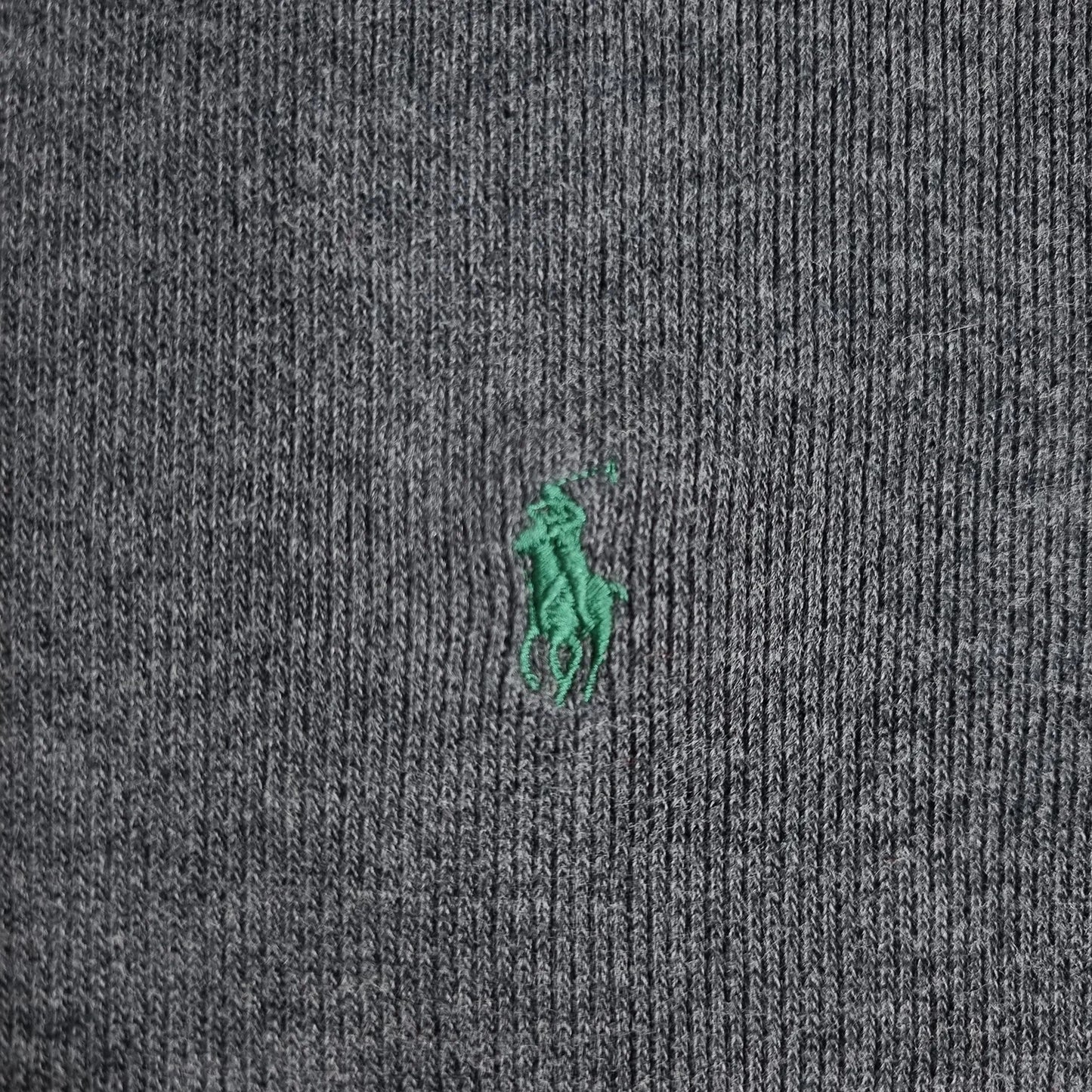 2000s Ralph Lauren 1/4 Zip Sweatshirt Charcoal Grey S – Green Pony Logo