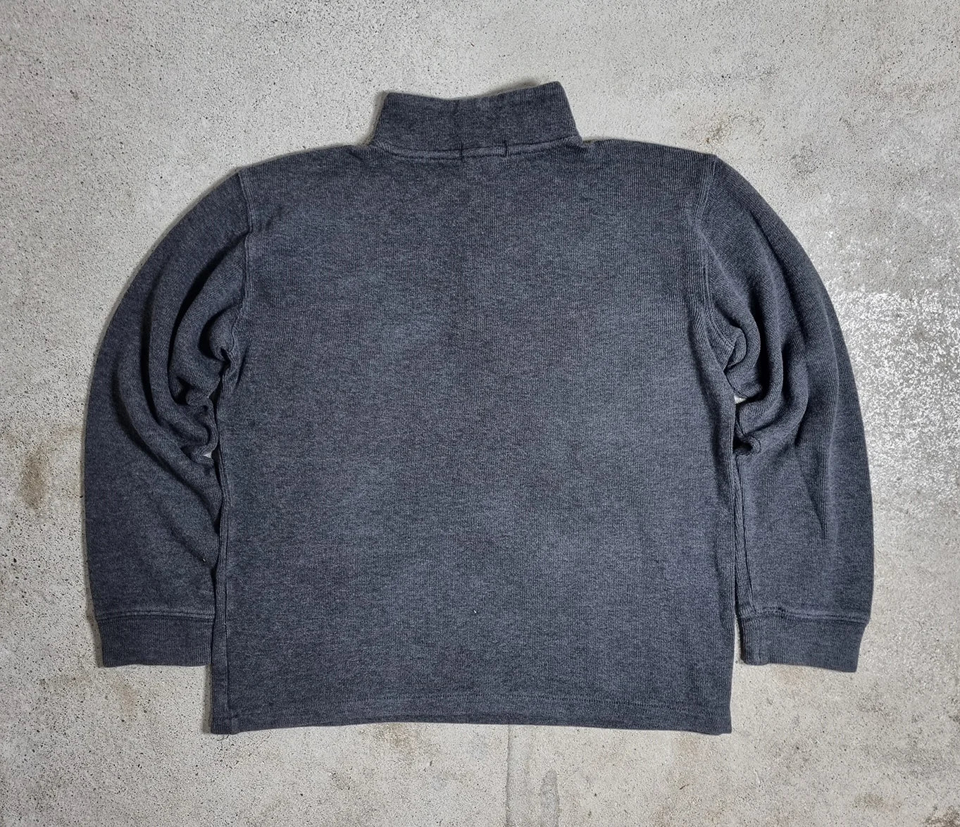 2000s Ralph Lauren 1/4 Zip Sweatshirt Charcoal Grey S – Green Pony Logo
