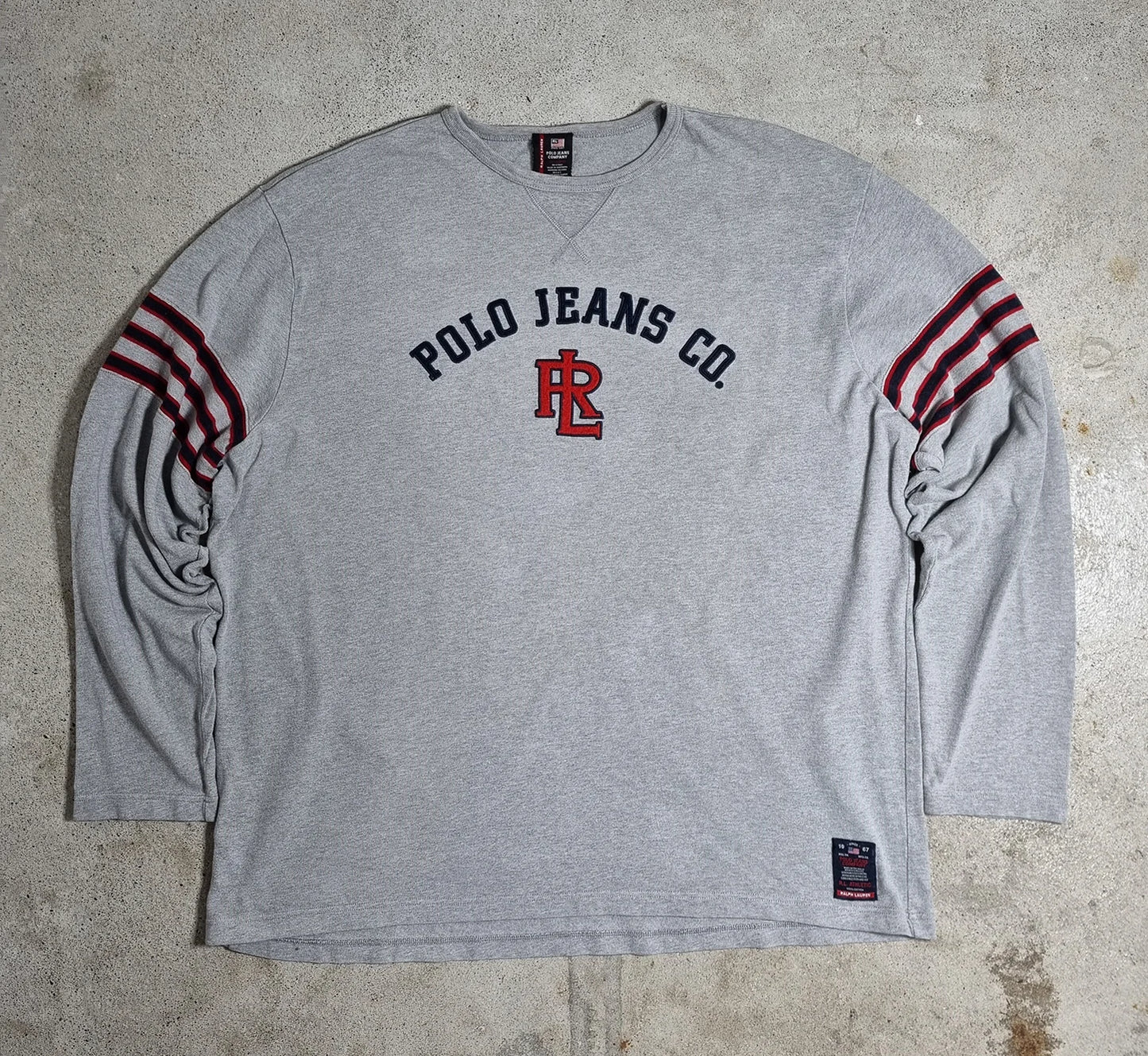 1990s Polo Jeans Co. Ralph Lauren Longsleeve Grey XXL – Collegiate Varsity Style