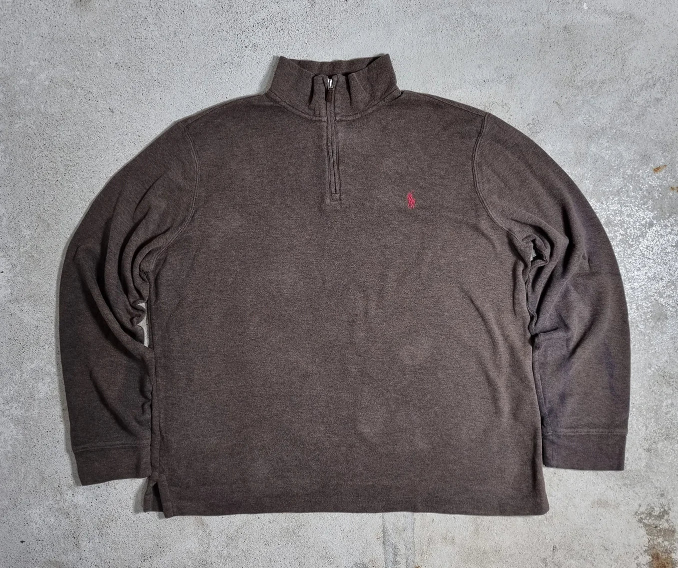Ralph Lauren 1/4 Zip Estate Rib Pullover Brown L – Red Pony Logo