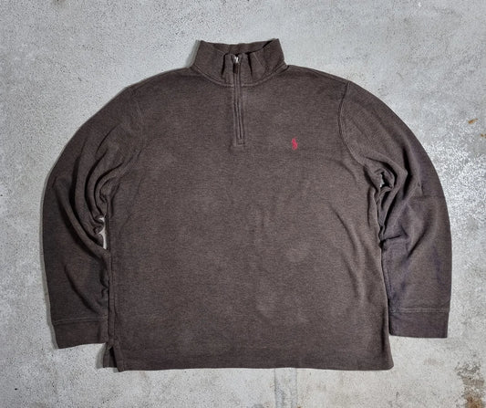 Ralph Lauren 1/4 Zip Estate Rib Pullover Brown L – Red Pony Logo
