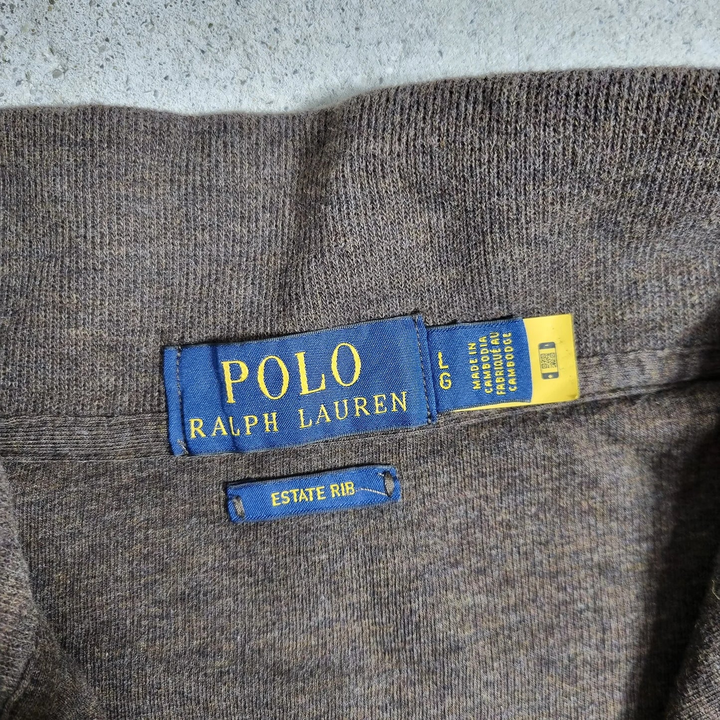 Ralph Lauren 1/4 Zip Estate Rib Pullover Brown L – Red Pony Logo