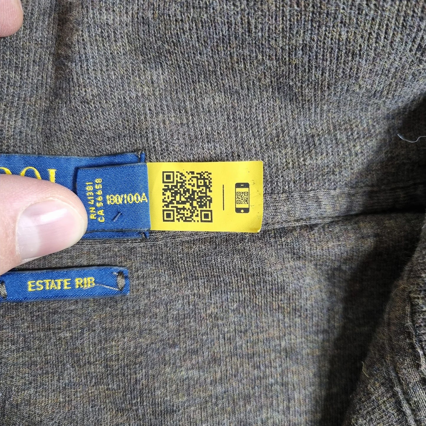 Ralph Lauren 1/4 Zip Estate Rib Pullover Brown L – Red Pony Logo