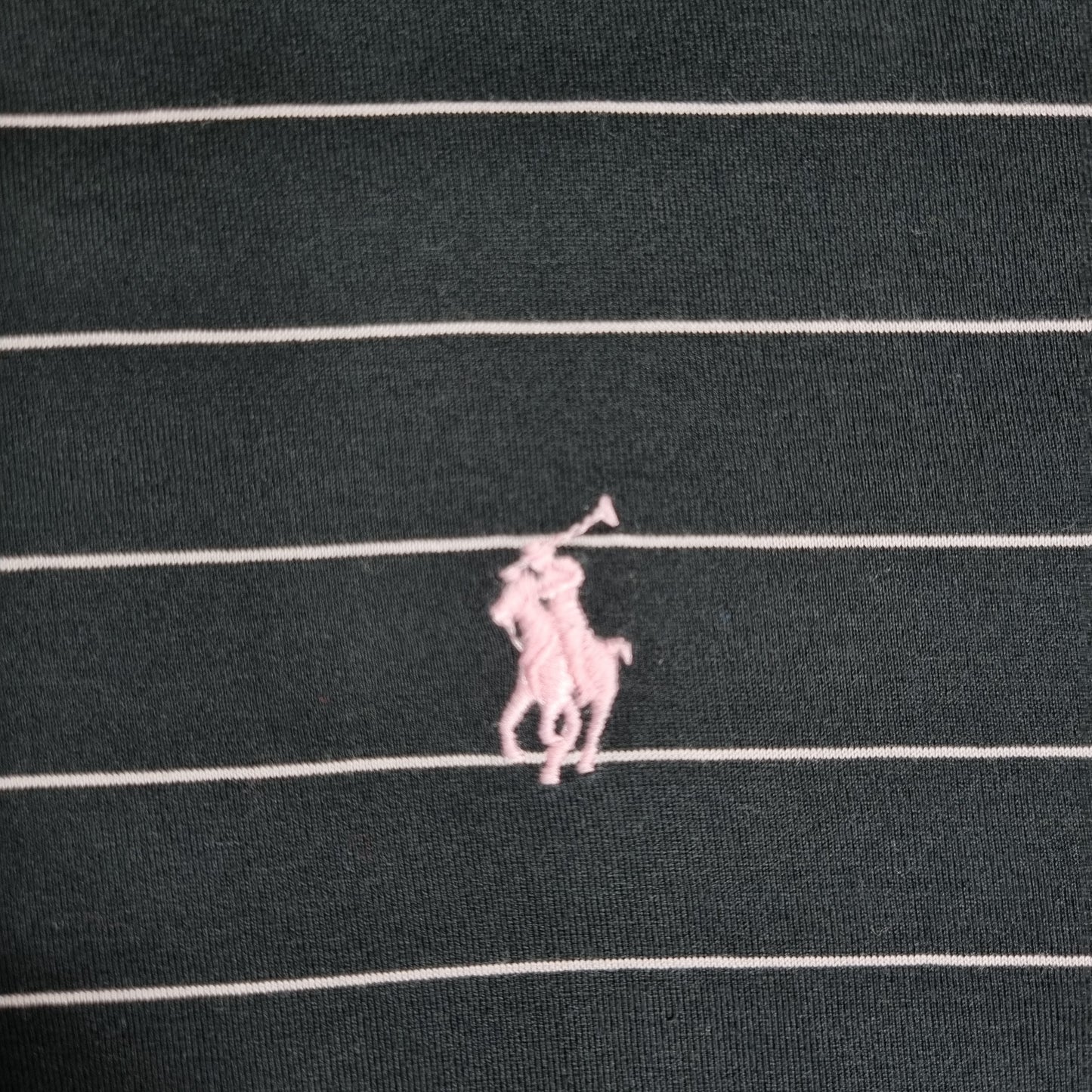 2000s Ralph Lauren Polo Golf Streifen Polo Shirt Pink Pony Schwarz (M)
