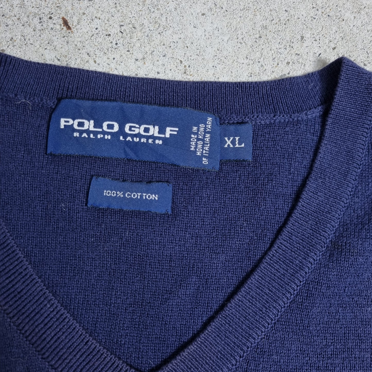 90s Polo Golf Ralph Lauren Strickweste Navy Cotton Knit Vest Red Logo (XL)