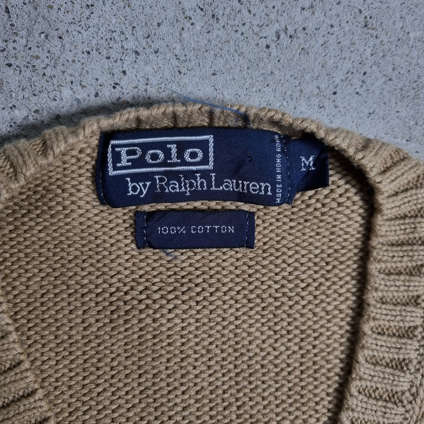 90s Polo by Ralph Lauren Strickweste Sand Beige Cotton Knit Vest (M)