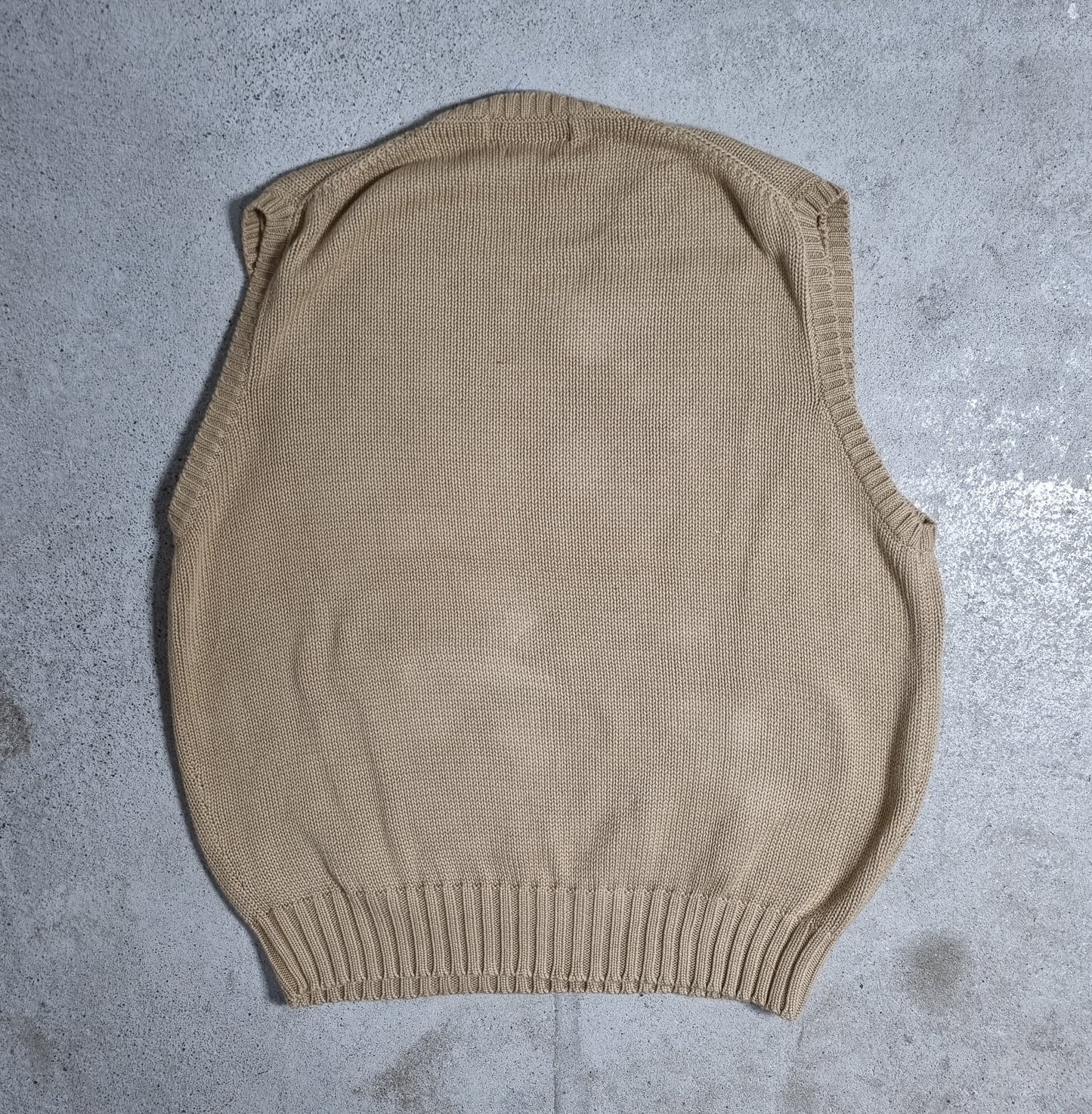 90s Polo by Ralph Lauren Strickweste Sand Beige Cotton Knit Vest (M)