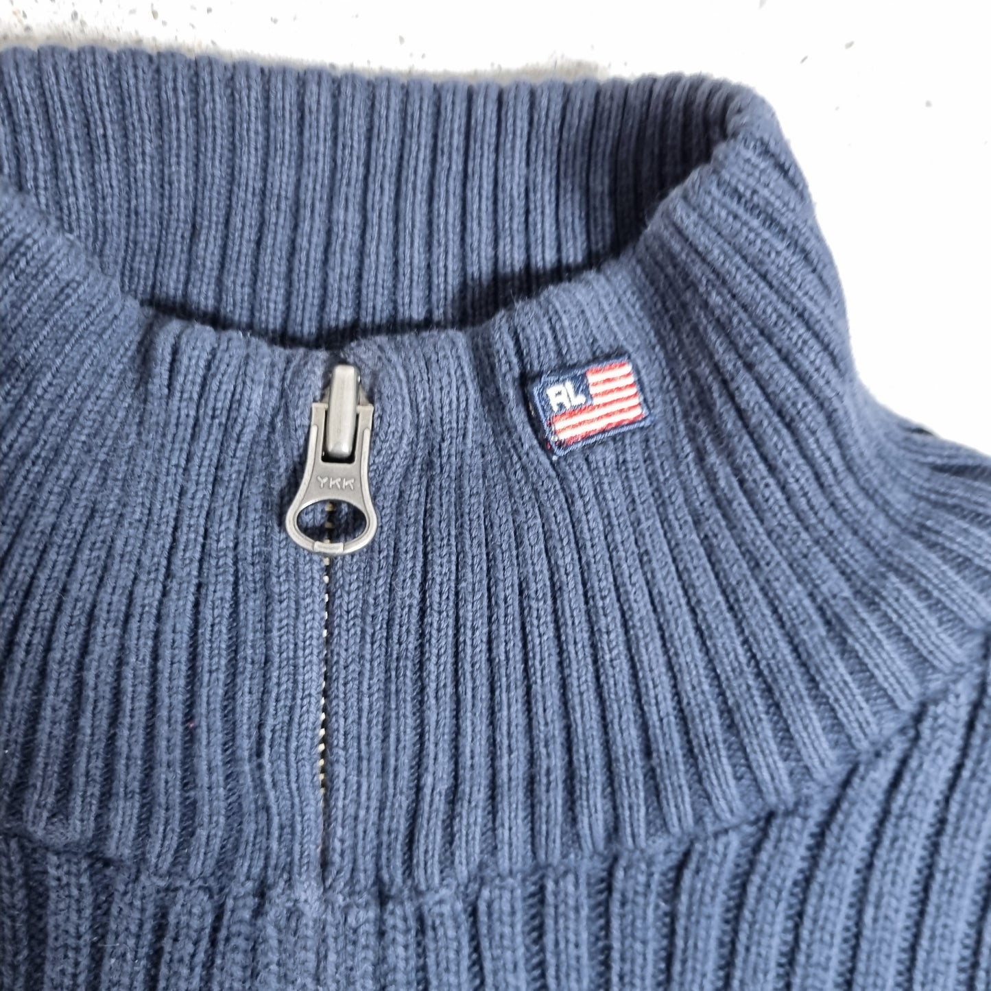 90s/00s Ralph Lauren Polo Jeans Rib Half-Zip Sweater Navy/Grey (XL)