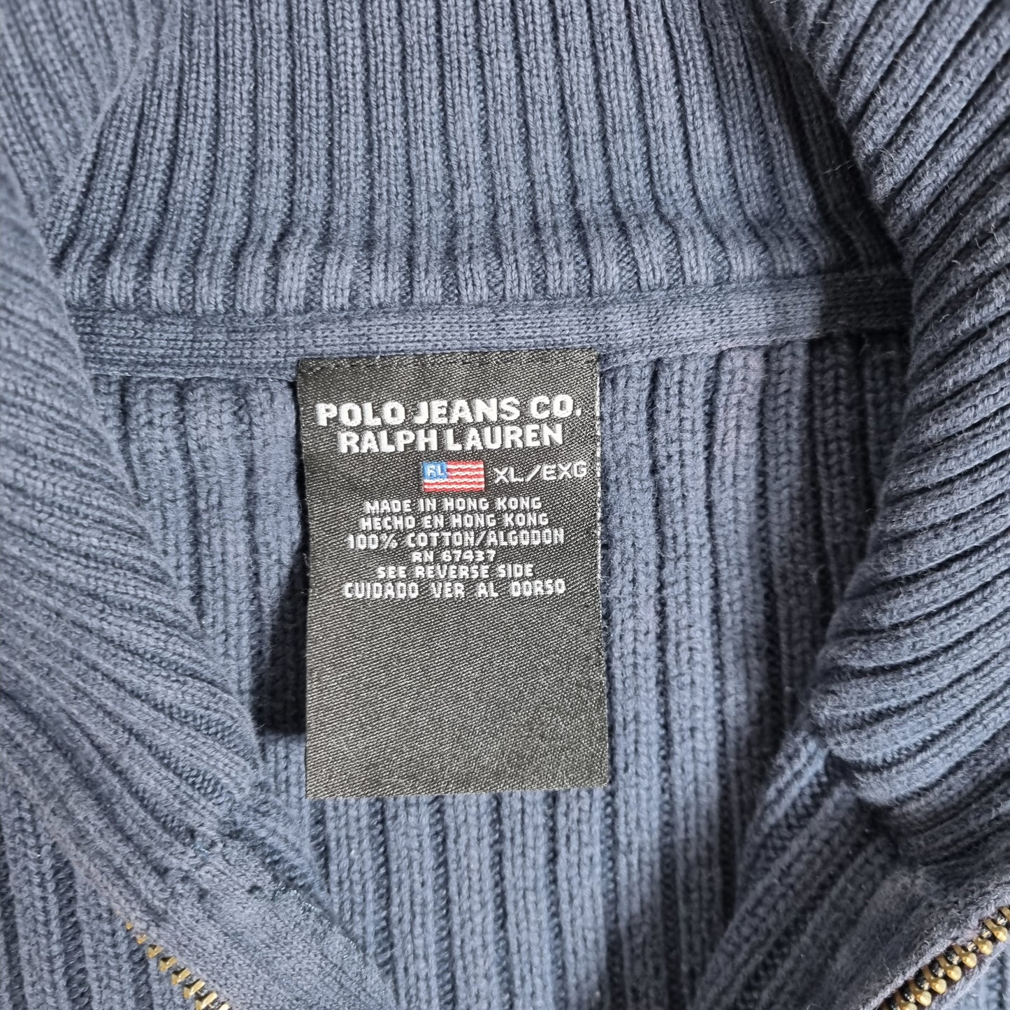 90s/00s Ralph Lauren Polo Jeans Rib Half-Zip Sweater Navy/Grey (XL)