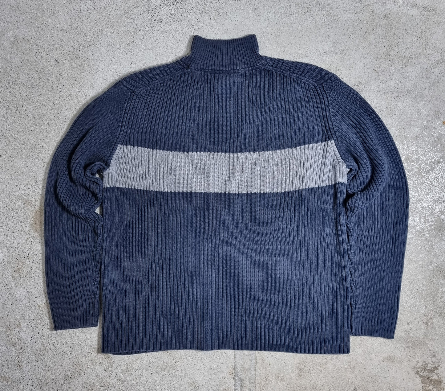 90s/00s Ralph Lauren Polo Jeans Rib Half-Zip Sweater Navy/Grey (XL)