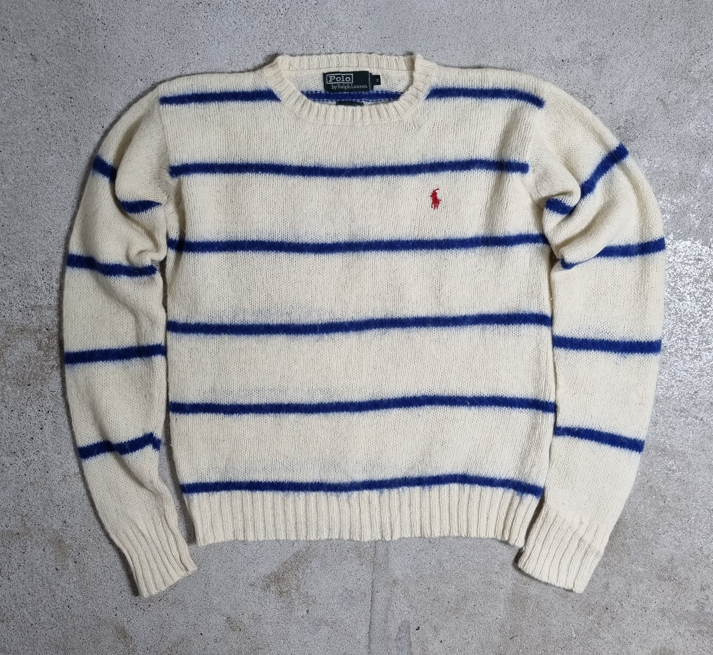 2000s Polo Ralph Lauren Strickpullover Breton Stripe Navy/Grey (S-M)