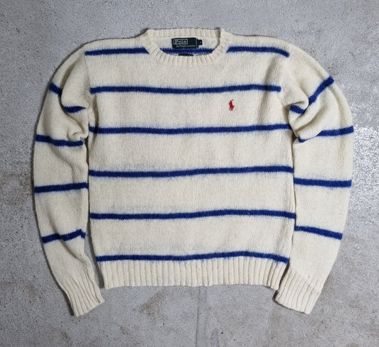 2000s Polo Ralph Lauren Strickpullover Breton Stripe Navy/Grey (S-M)