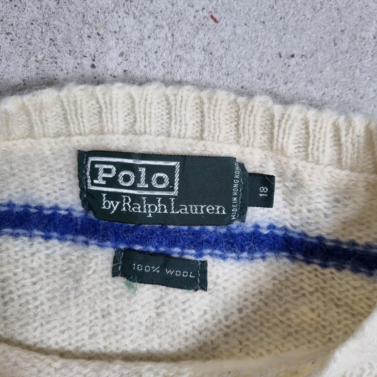 2000s Polo Ralph Lauren Strickpullover Breton Stripe Navy/Grey (S-M)