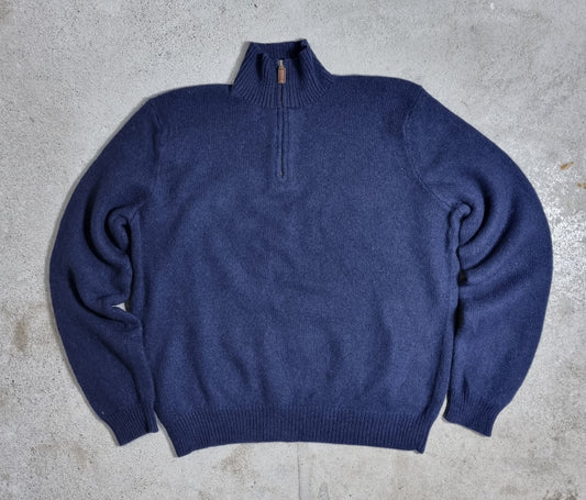 2000s Ralph Lauren Lambswool Half-Zip Sweater Navy (L)