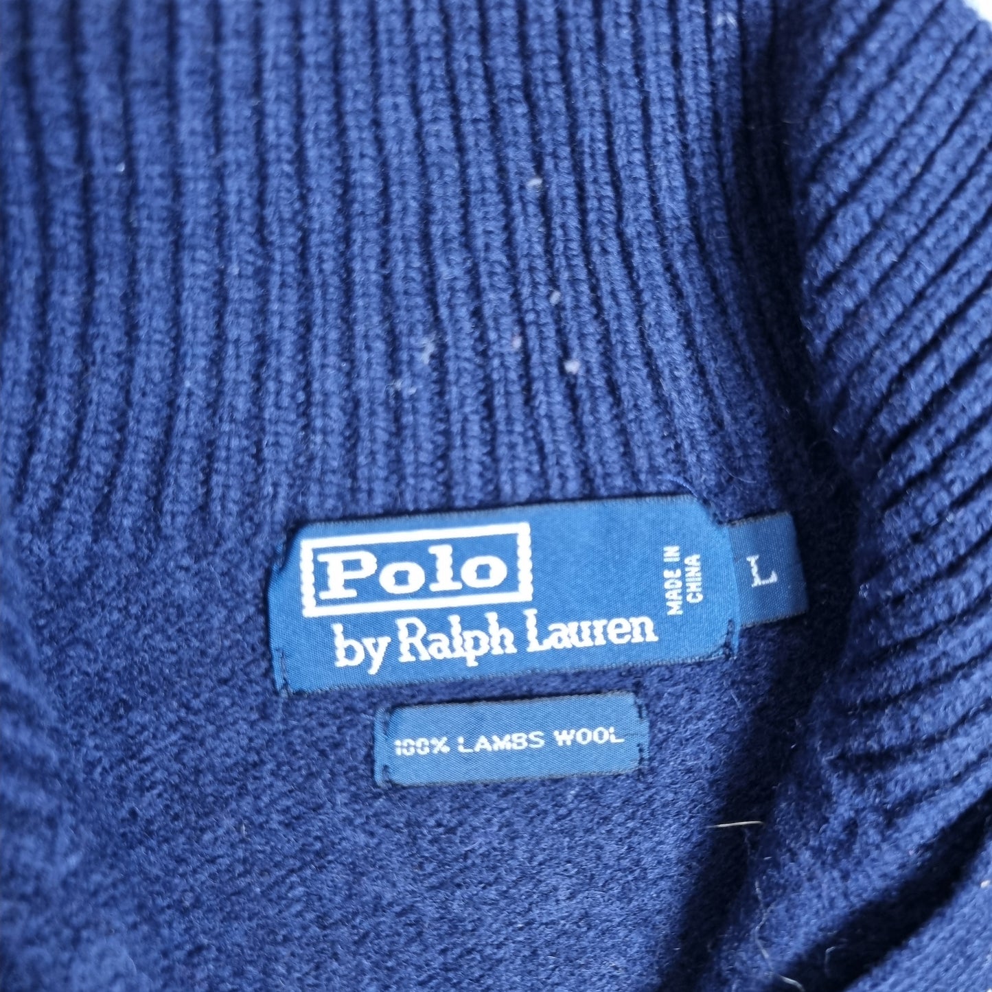 2000s Ralph Lauren Lambswool Half-Zip Sweater Navy (L)