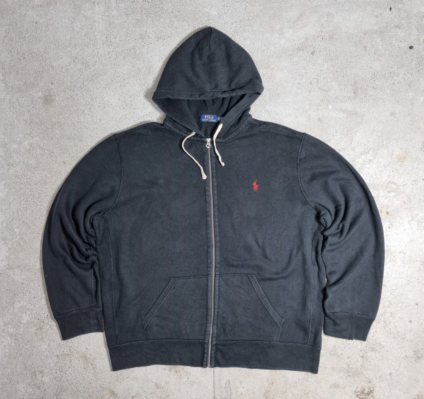 2010s Ralph Lauren Polo Zip Hoodie Schwarz Red Pony (XXL)