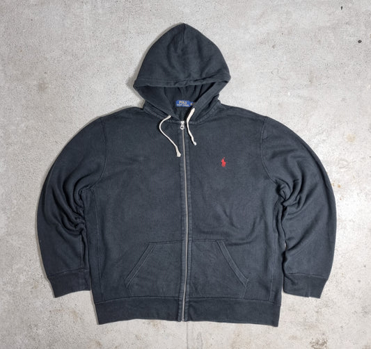 2010s Ralph Lauren Polo Zip Hoodie Schwarz Red Pony (XXL)