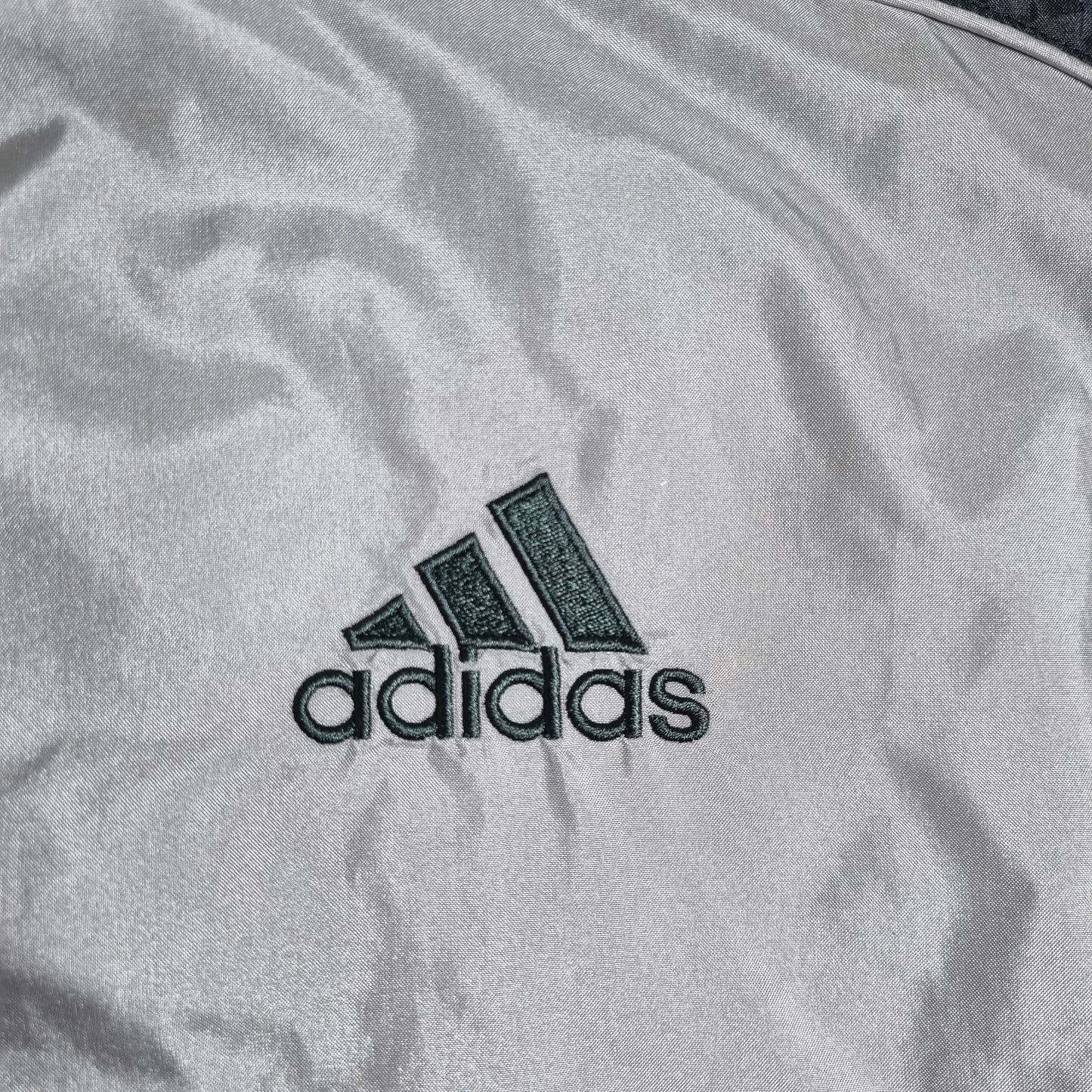 2000s Adidas Performance Windbreaker Grey/Black Neon Stripes (XL)