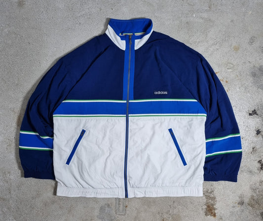 90s Adidas Vintage Trackjacke Colorblock Navy/Weiß/Blau (XL/58)