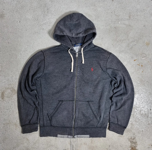 Polo Ralph Lauren Zip Hoodie Charcoal Red Pony (M)
