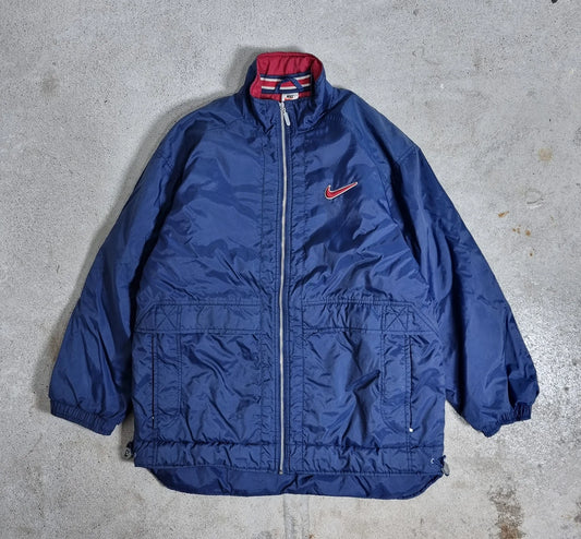 90s Nike Vintage Puffer Windbreaker Jacket Big Swoosh Navy Red (M)