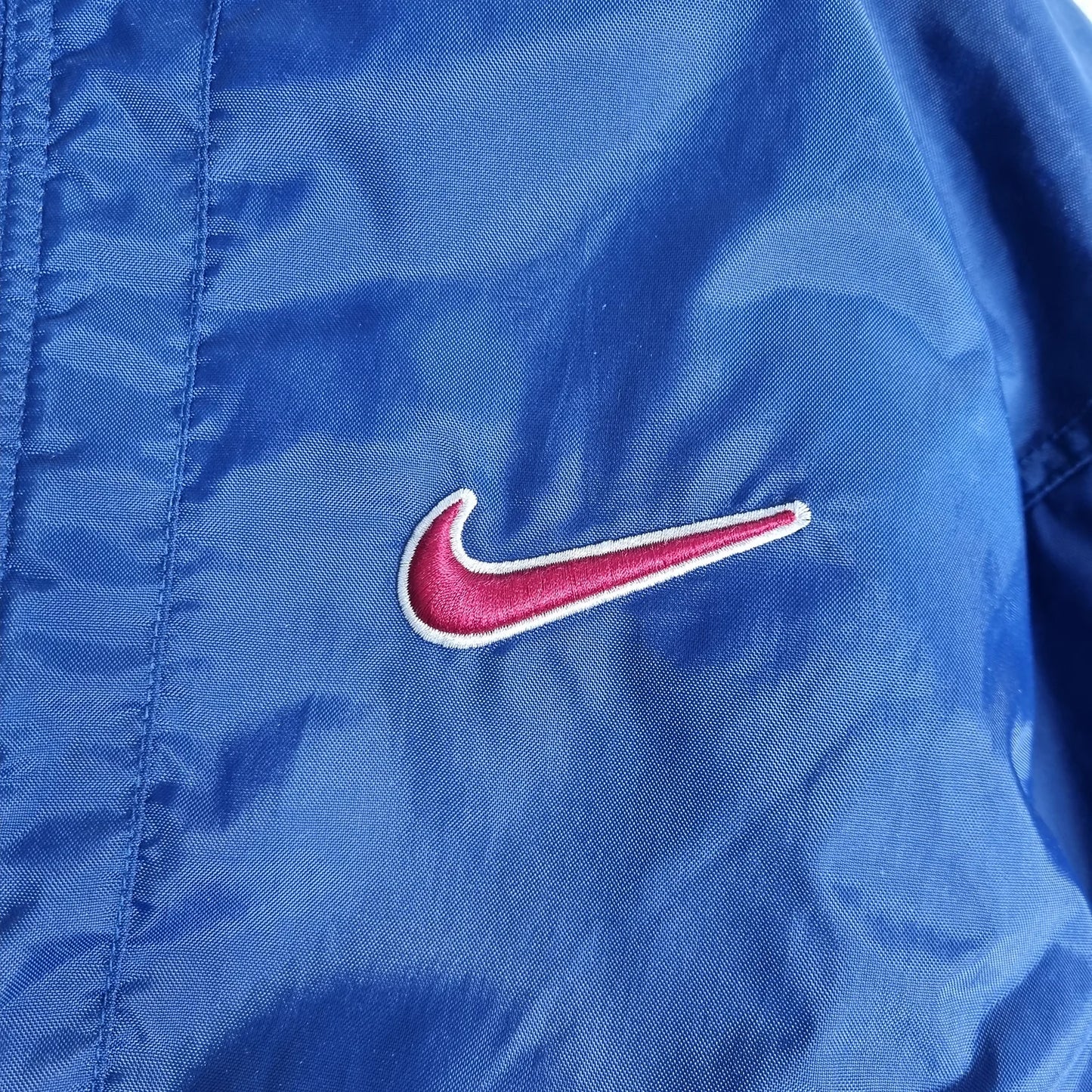 90s Nike Vintage Puffer Windbreaker Jacket Big Swoosh Navy Red (M)