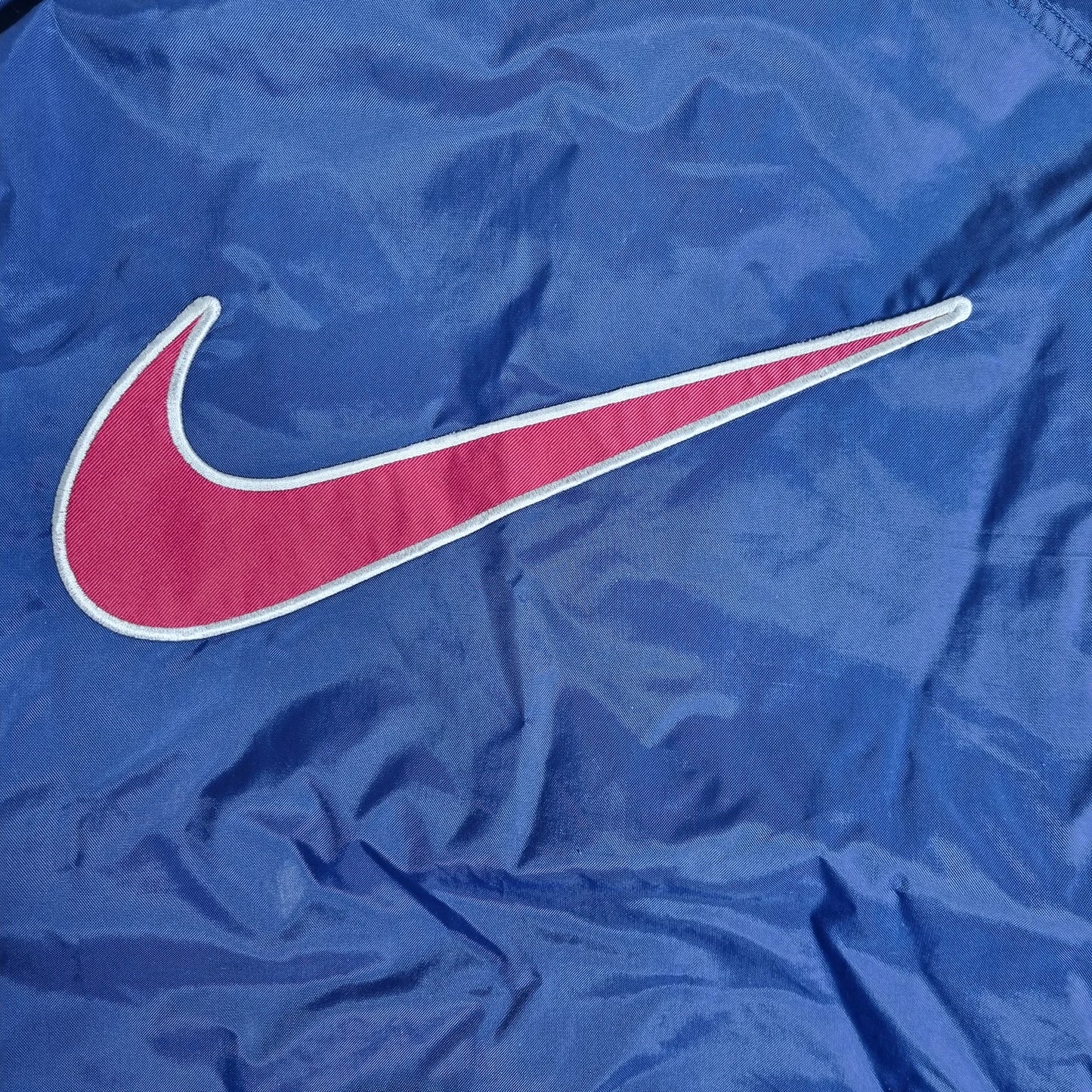 90s Nike Vintage Puffer Windbreaker Jacket Big Swoosh Navy Red (M)