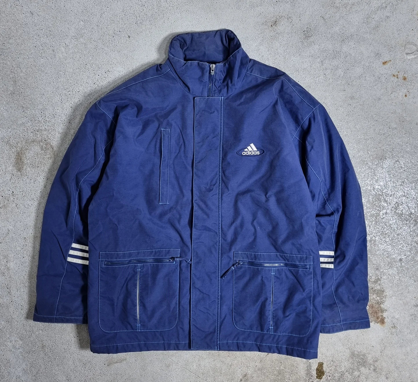 2000s adidas Performance Utility Outdoor Jacket Navy 3-Stripes (L)