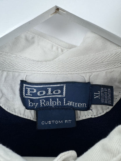 Ralph Lauren Langarmpolo Weiß Blau (XL)