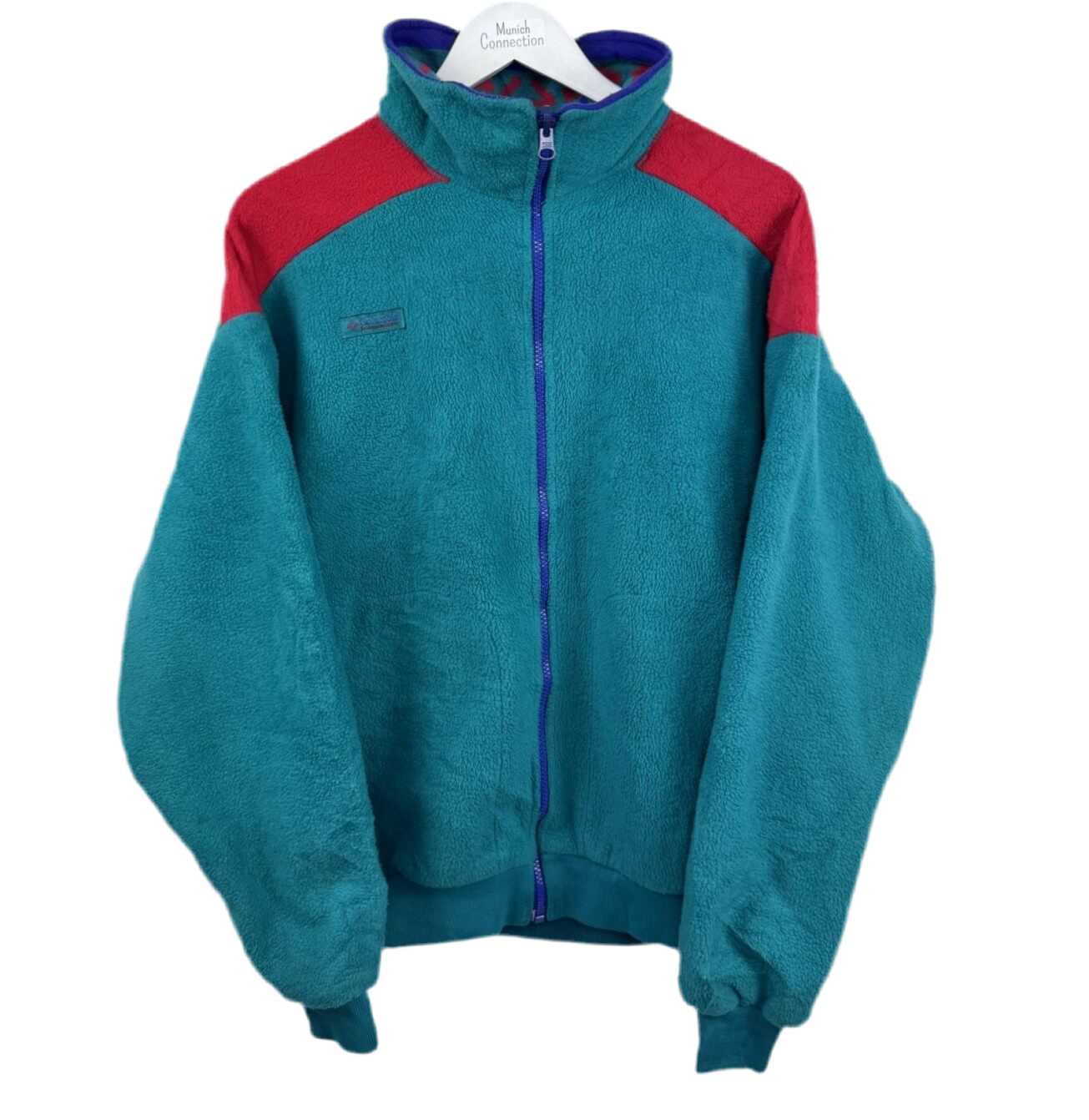 Columbia Zip Jacke Fleece Grün Rot (L)