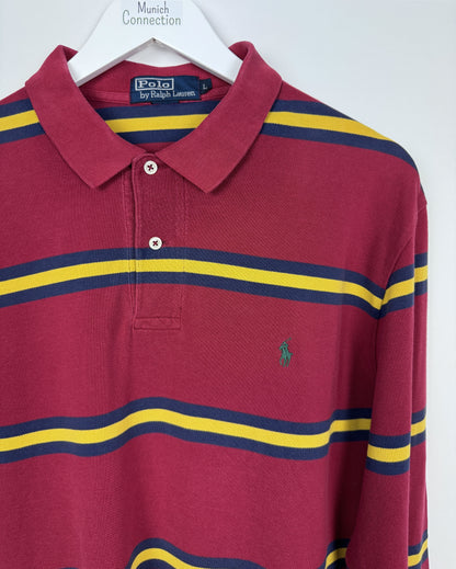 Ralph Lauren Langarmpolo Rot Gelb Grün (L)