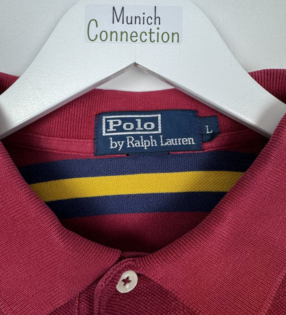 Ralph Lauren Langarmpolo Rot Gelb Grün (L)